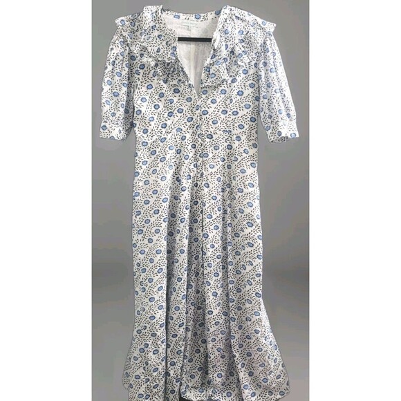 Julia Amory India Dresses & Skirts - Julia Amory Size Large 100% Cotton Blue White Maxi Dress Prairie Spring Summer